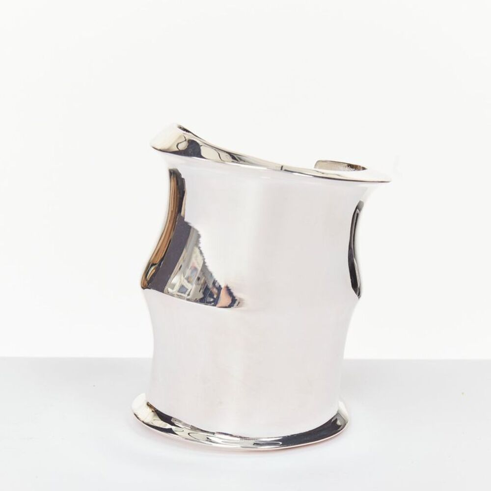 Saint Laurent Wavy silver tone brass mirrored cuff bangle